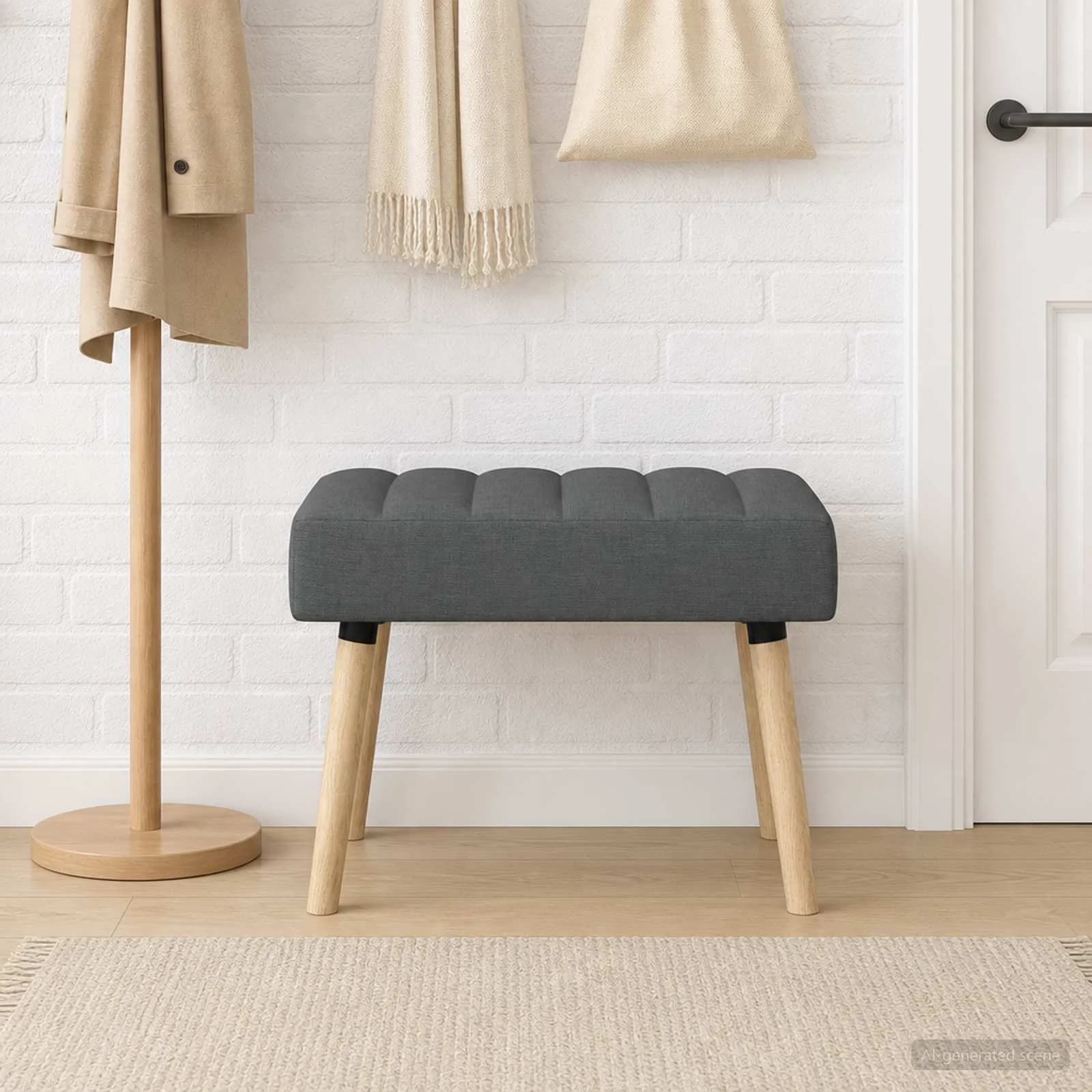 Bench z kanalnim oblazinjenjem Temno siva 60 x 40 x 45 cm Blago - slika 3