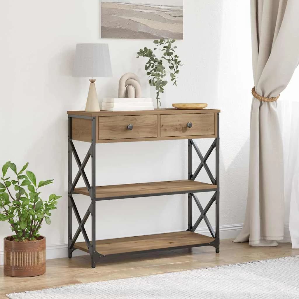 Konzolna miza artisan hrast 75 x 28 x 75 cm