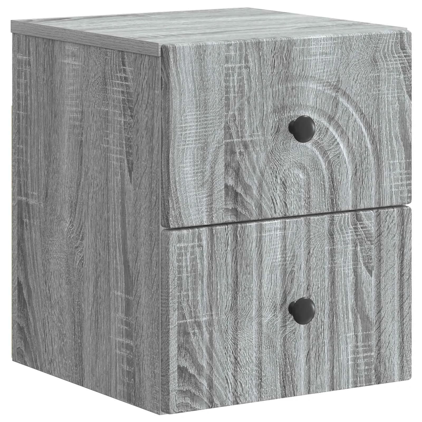 Stenski nočni omarici s predalom Siva Sonoma 33 x 34,5 x 40 cm - slika 2