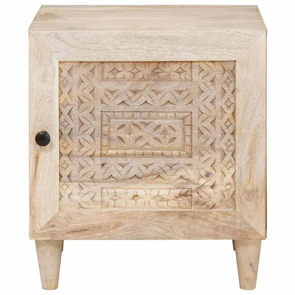 Nočna omarica Bela 80 x 50 x 40 cm Inženirski les - slika 3