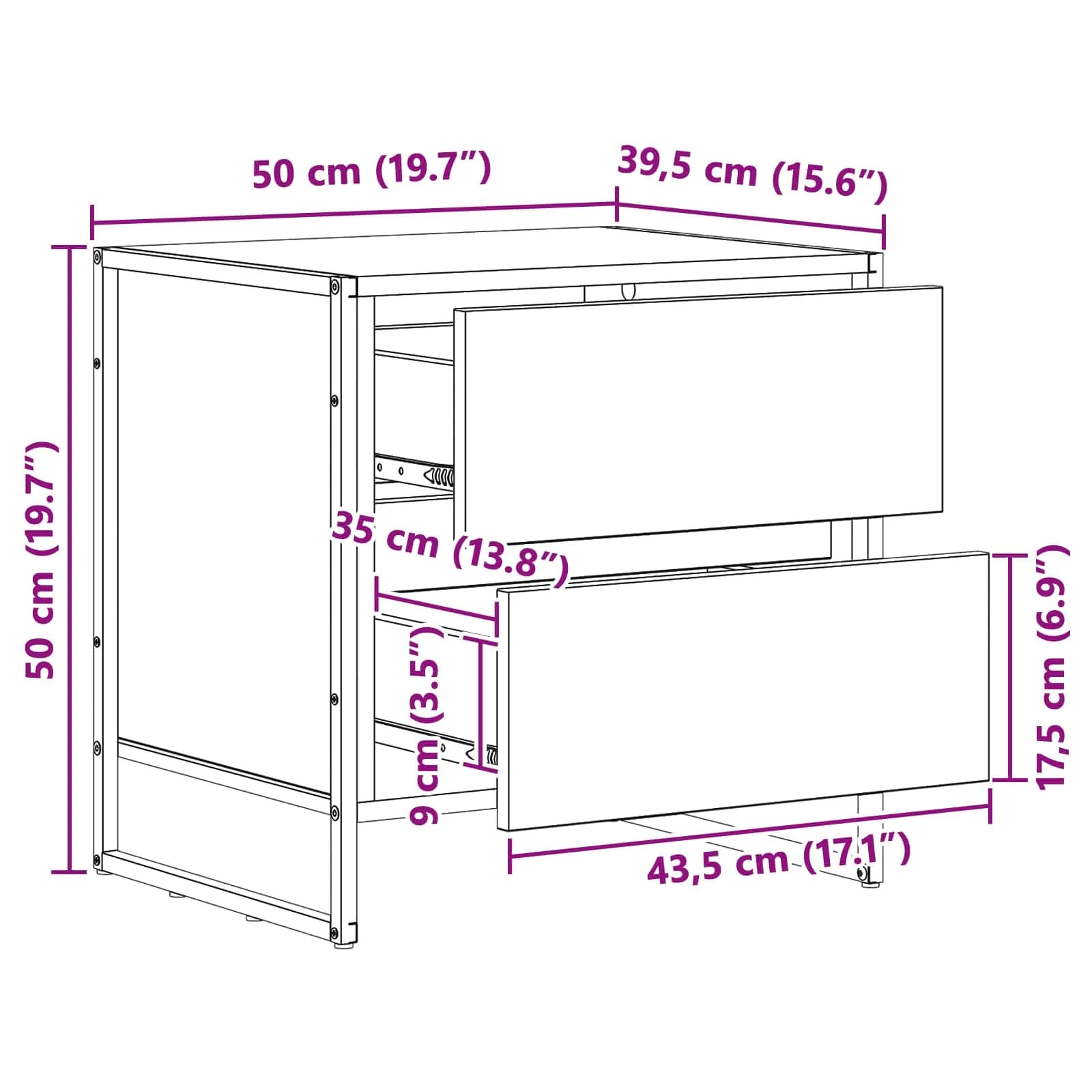 Nočna omarica Star les 50 x 39.5 x 50 cm Inženirski les - slika 12