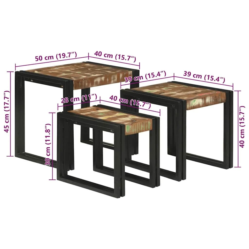 Nesting miza 3 kos Rjava in črna 50 x 40 x 45 cm - slika 11