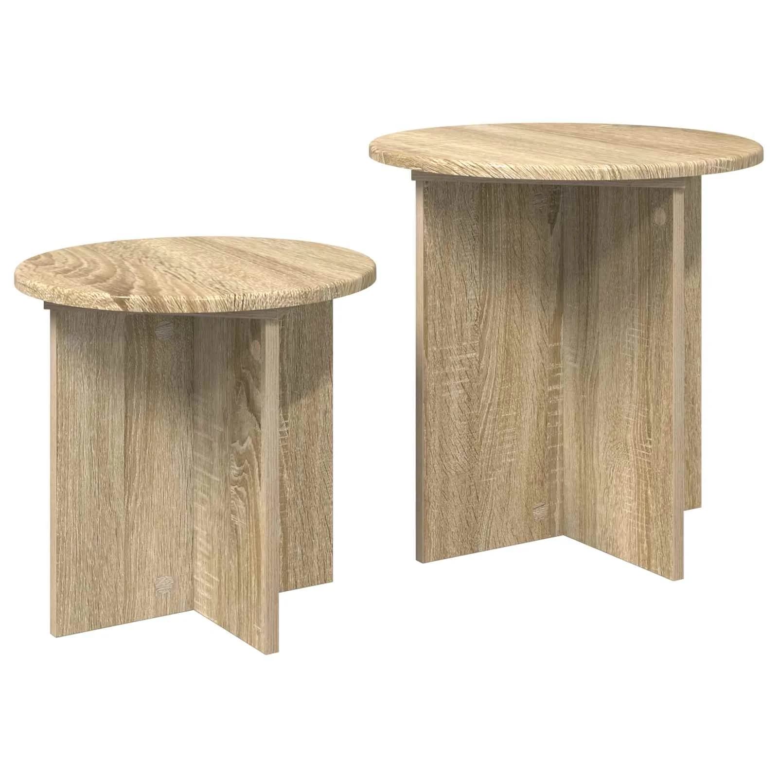 Komplet stranskih mizic 2 kos Sonoma hrast Ø 45 x 45 cm - slika 5