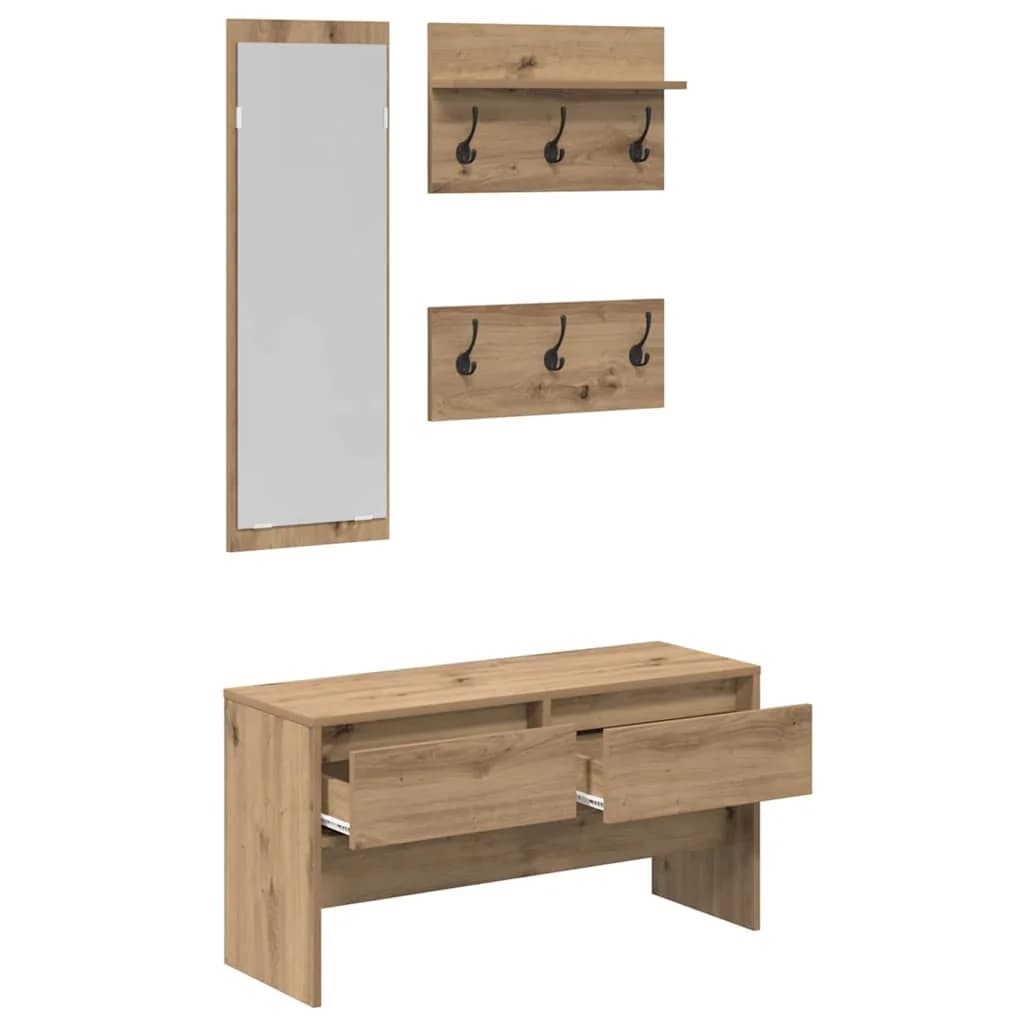Komplet pohištva za predsobo 4 kos Oreh 90 x 31 x 46,5 cm - slika 5