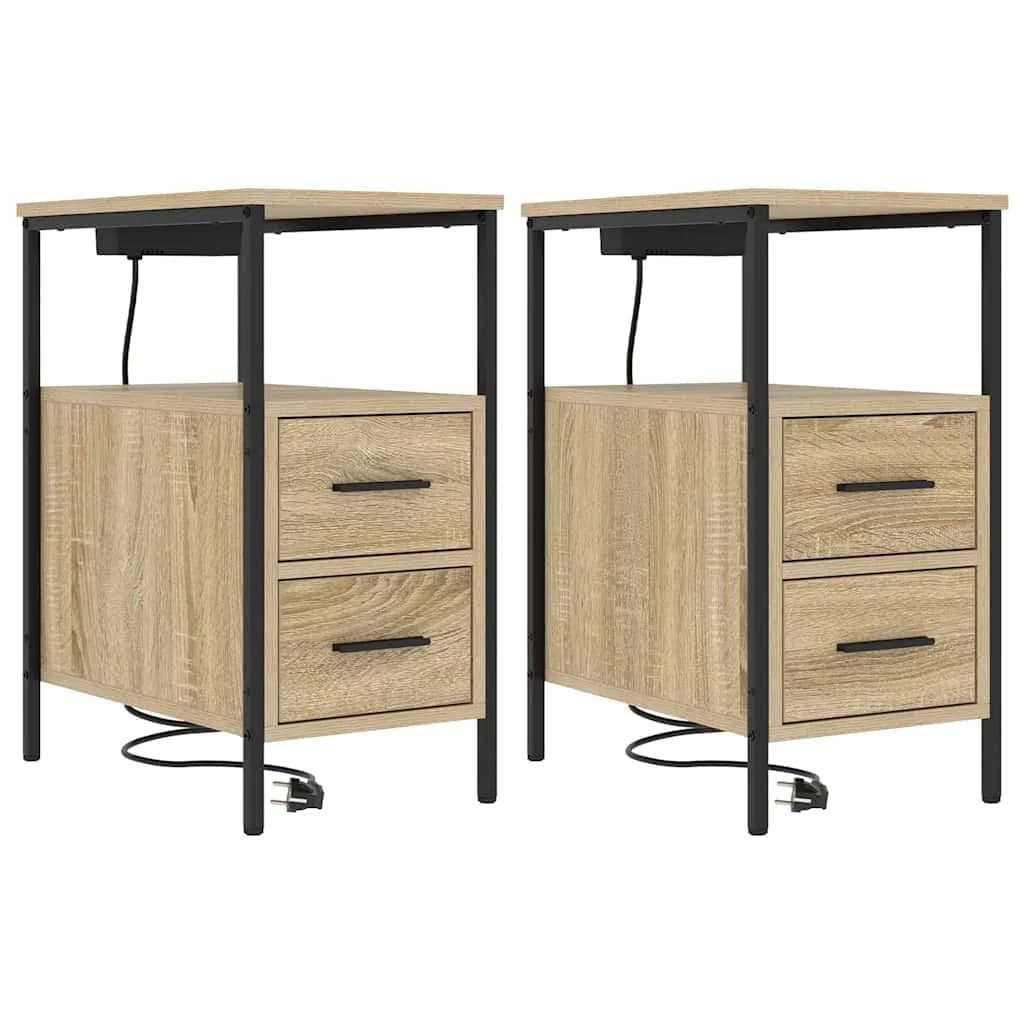 Nočna omarica 2 kos Sonoma hrast 30 x 48 x 61 cm Inženirski les - slika 2
