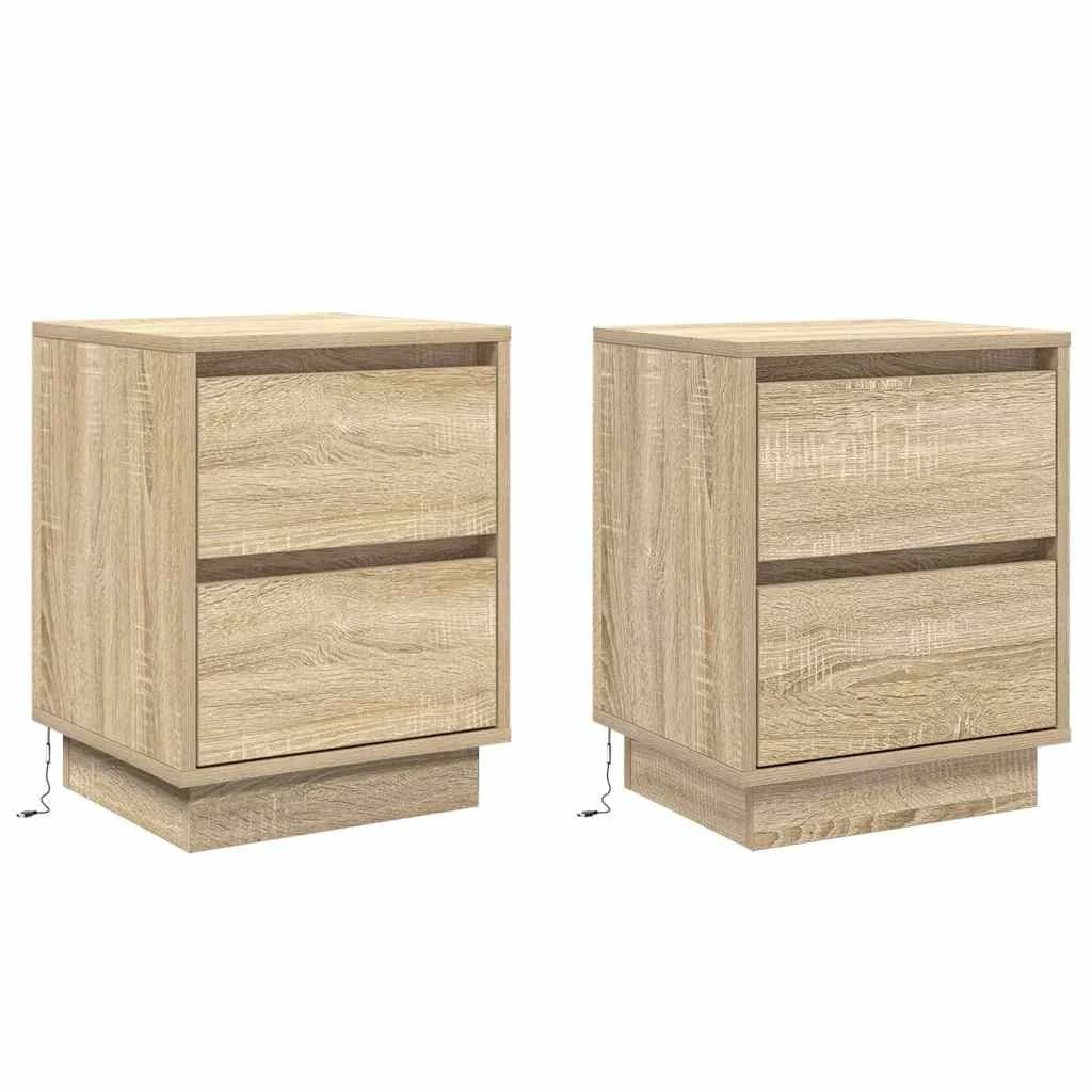 Nočna omarica 2 kos Sonoma hrast 39 x 34,5 x 50 cm - slika 2