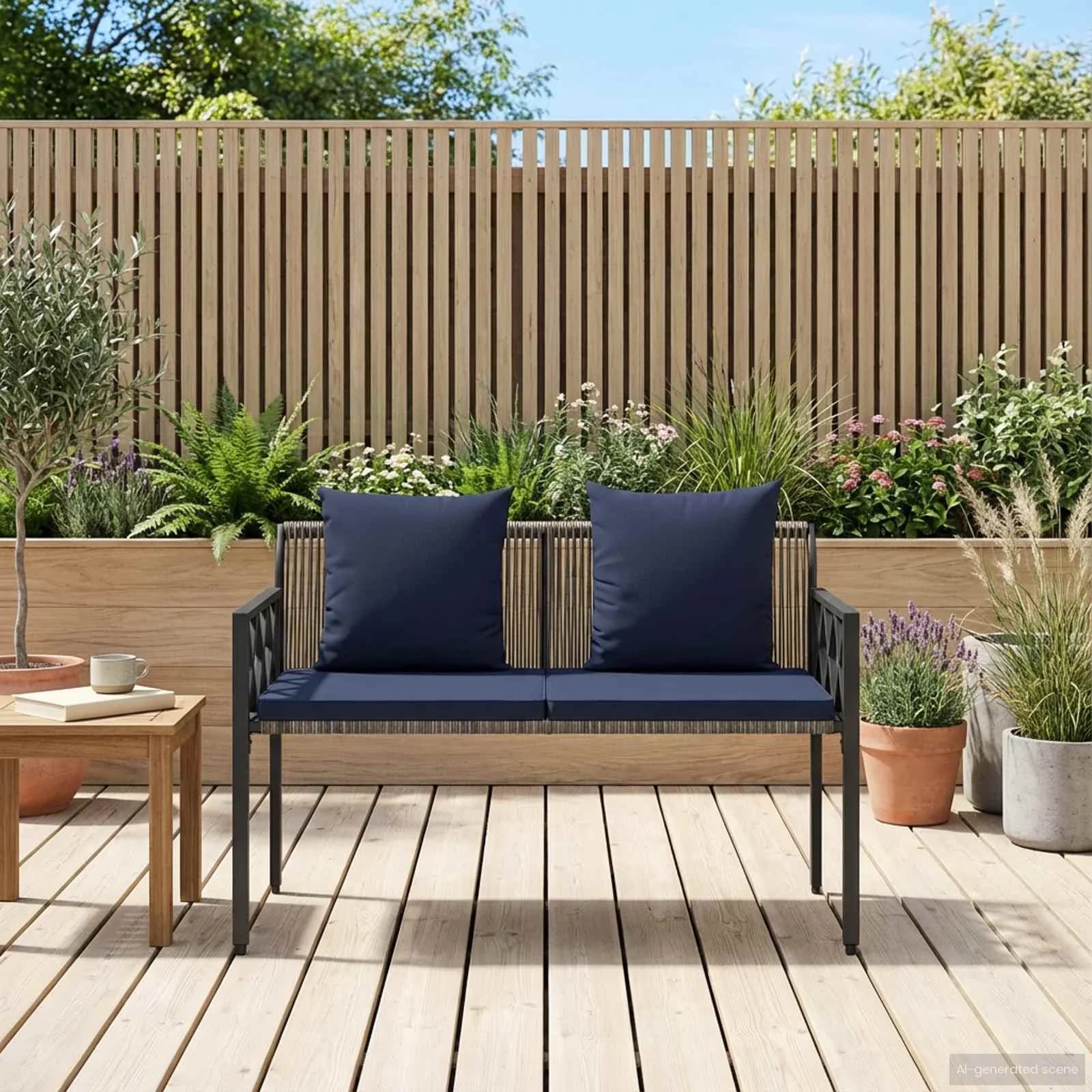 Zunanje klopi 2 -Seater 116 x 56 x 75 cm poli ratan - slika 3
