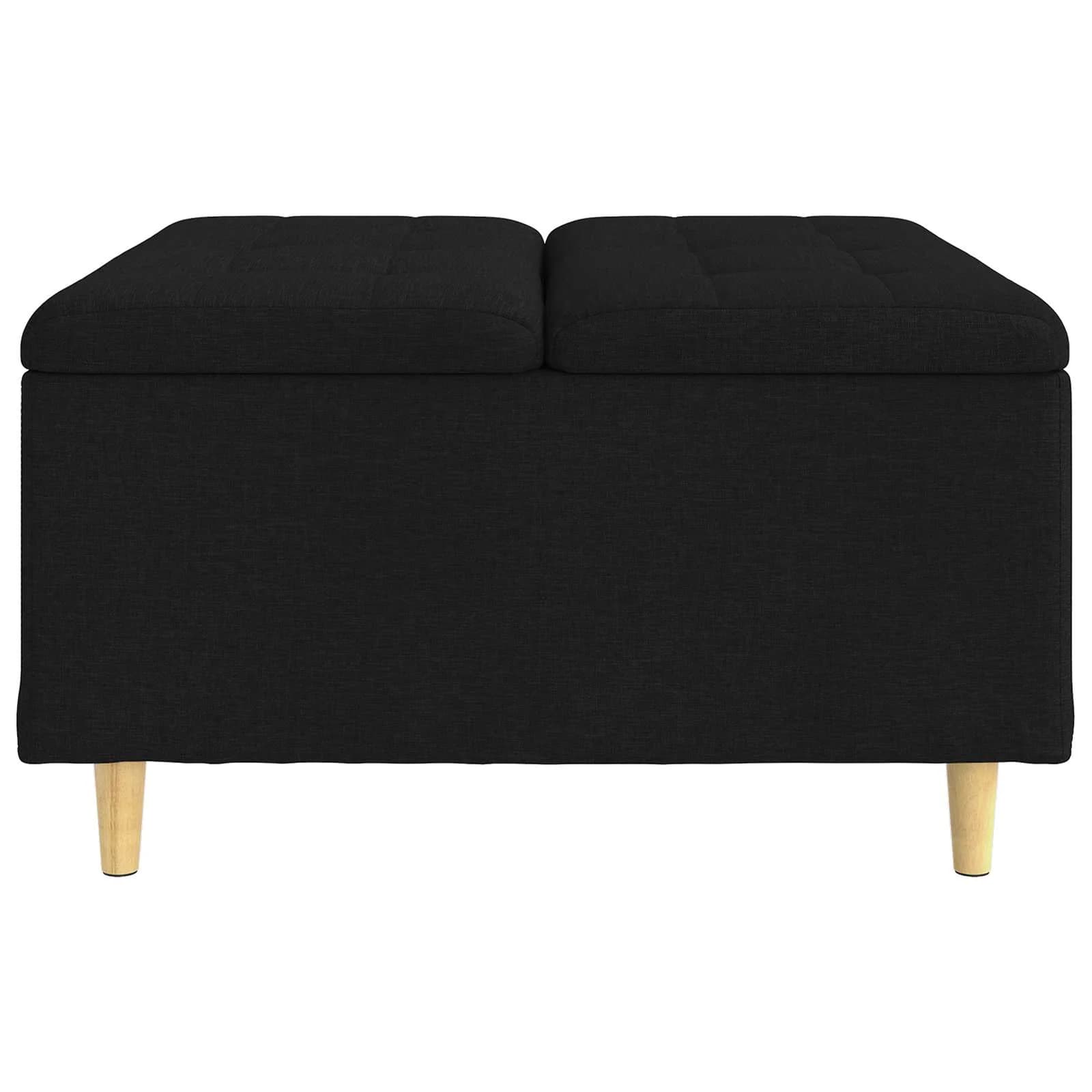Shranjevalna tabureta z blazino Črna 80 x 80 x 45 cm blago - slika 5