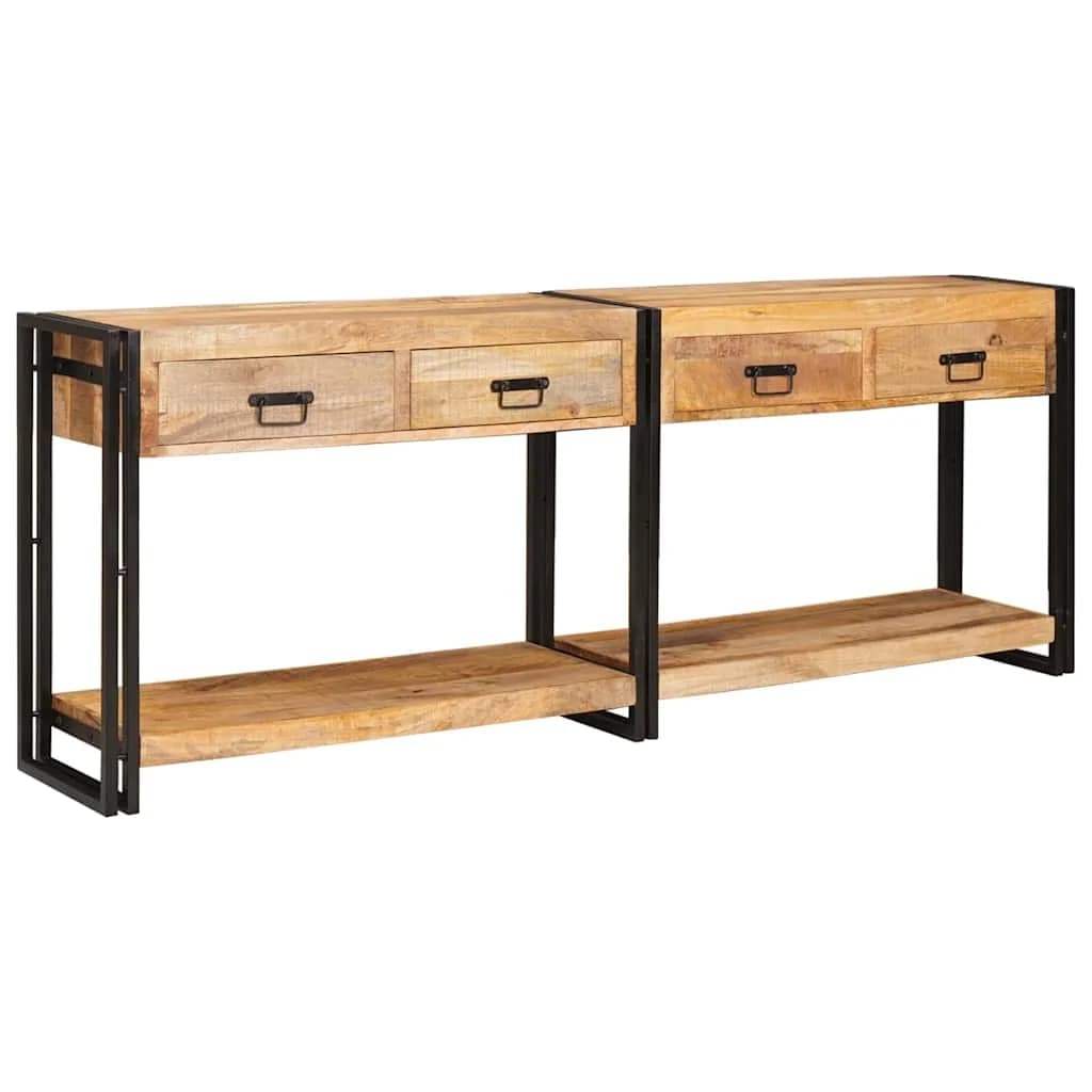 Konzolne mizice 2 kos Rjava 200 x 33 x 75 cm Masiven les manga - slika 2
