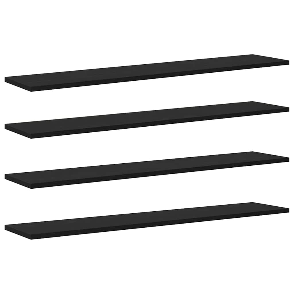 Polica za knjige 3 nivojev 4 kos 100 x 20 x 1,5 cm Črna - slika 2