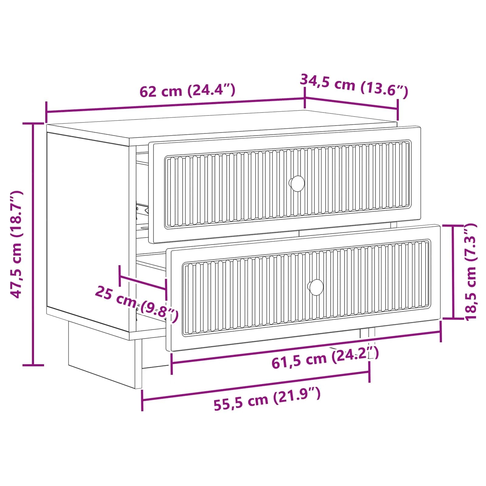 Nočna omarica Betonsko siva 62 x 34,5 x 47,5 cm Inženirski les - slika 10
