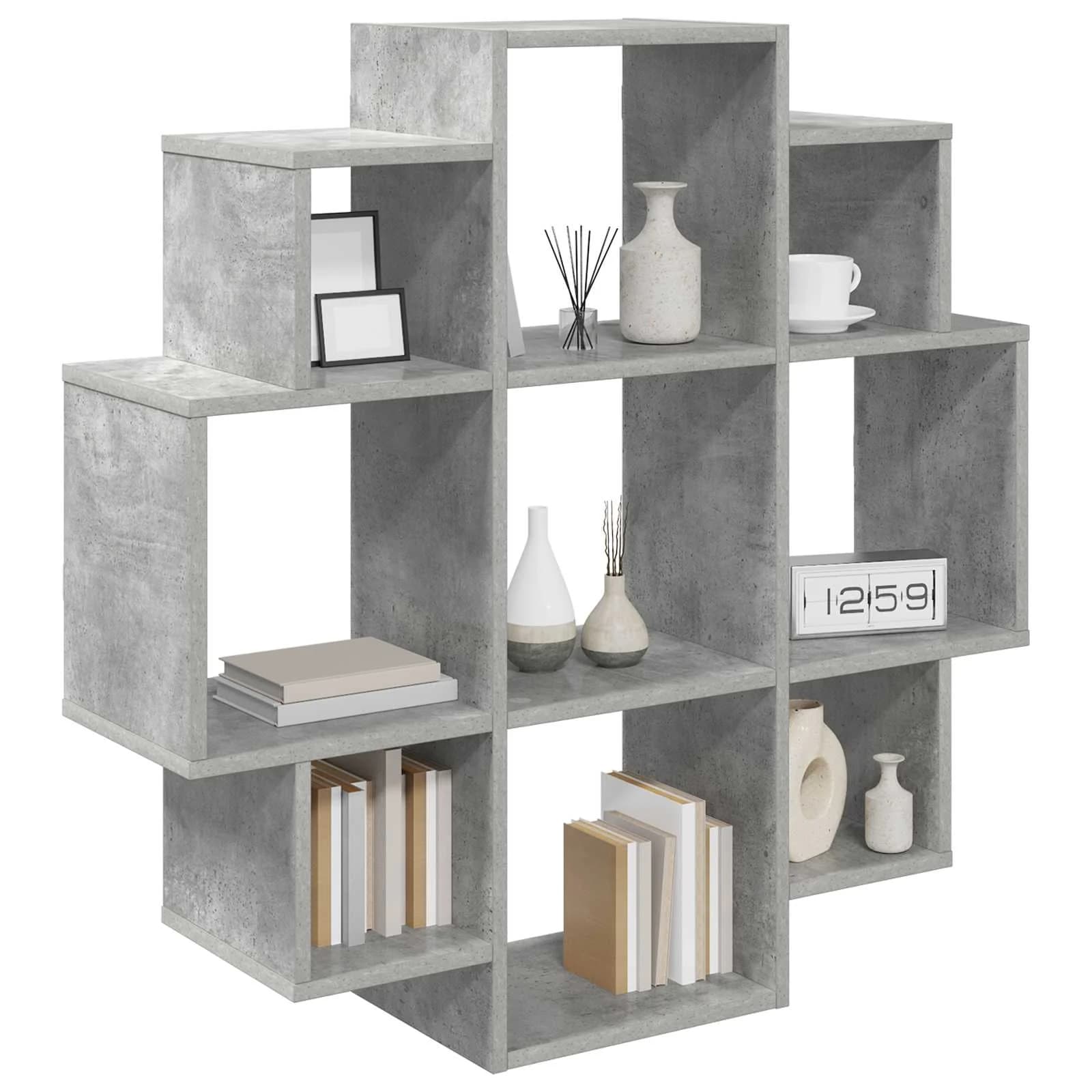 Stenska polica Betonsko siva 90 x 25 x 90 cm Inženirski les - slika 3