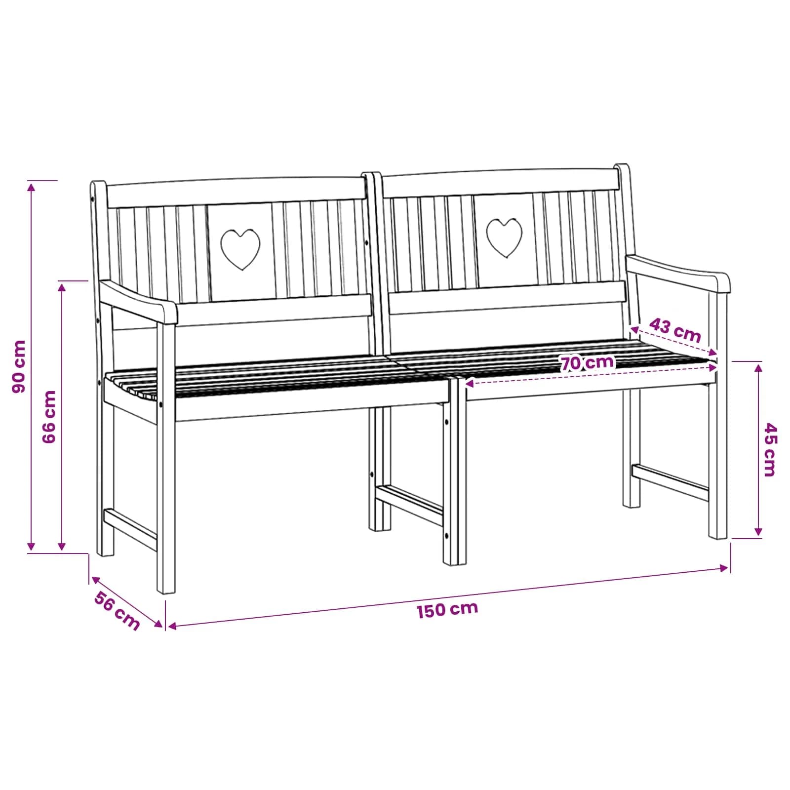 Zunanja klop Naravna 150 x 55,5 x 90 cm Masiven les akacije - slika 9