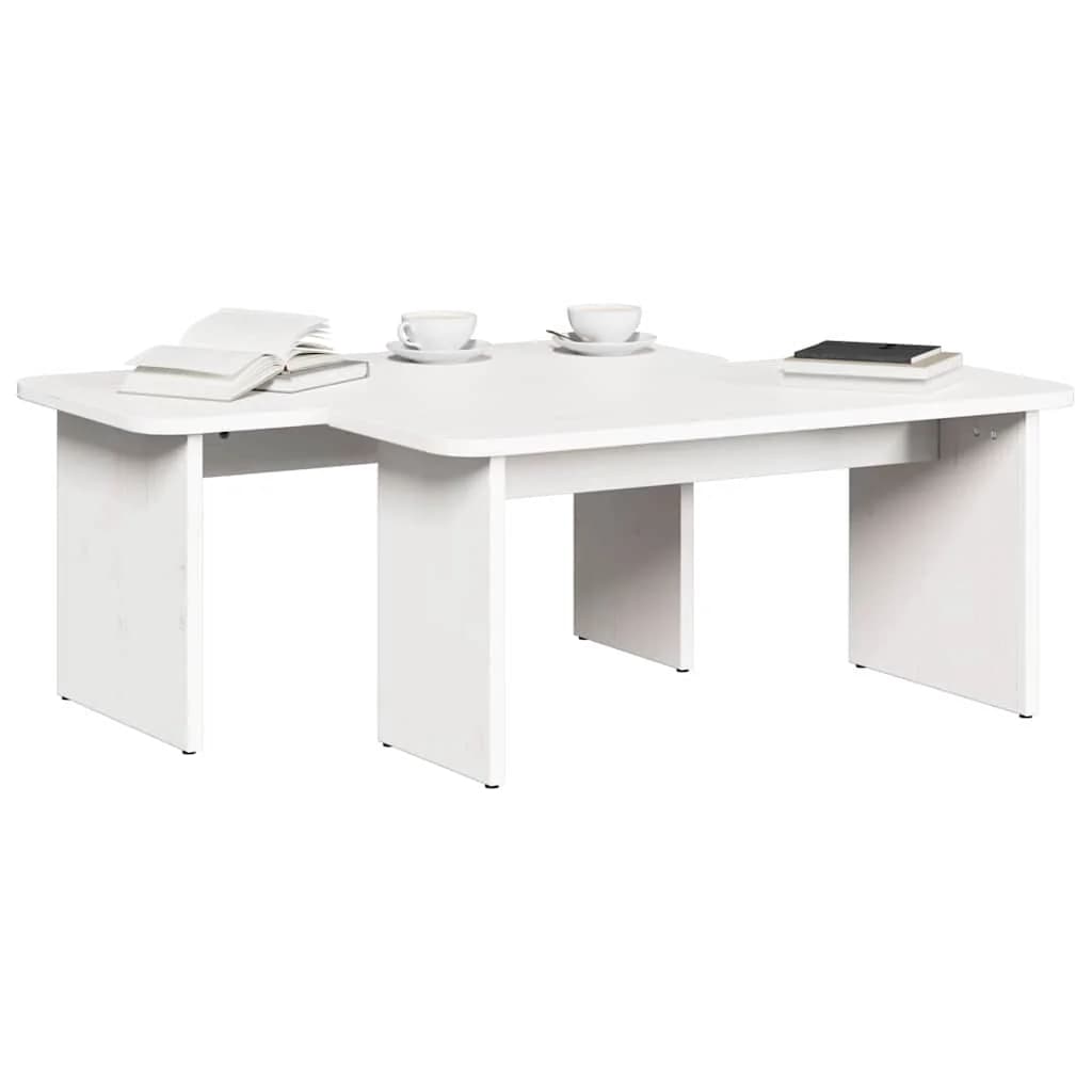 Klubska miza 2 kos Bela 100 x 69 x 35,5 cm Trdna borovina - slika 3