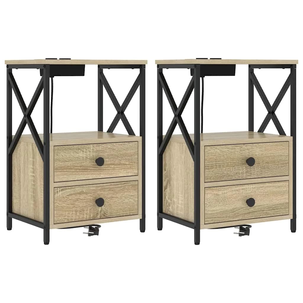 Nočna omarica 2 kos Sonoma hrast 40 x 31 x 60 cm Inženirski les - slika 2