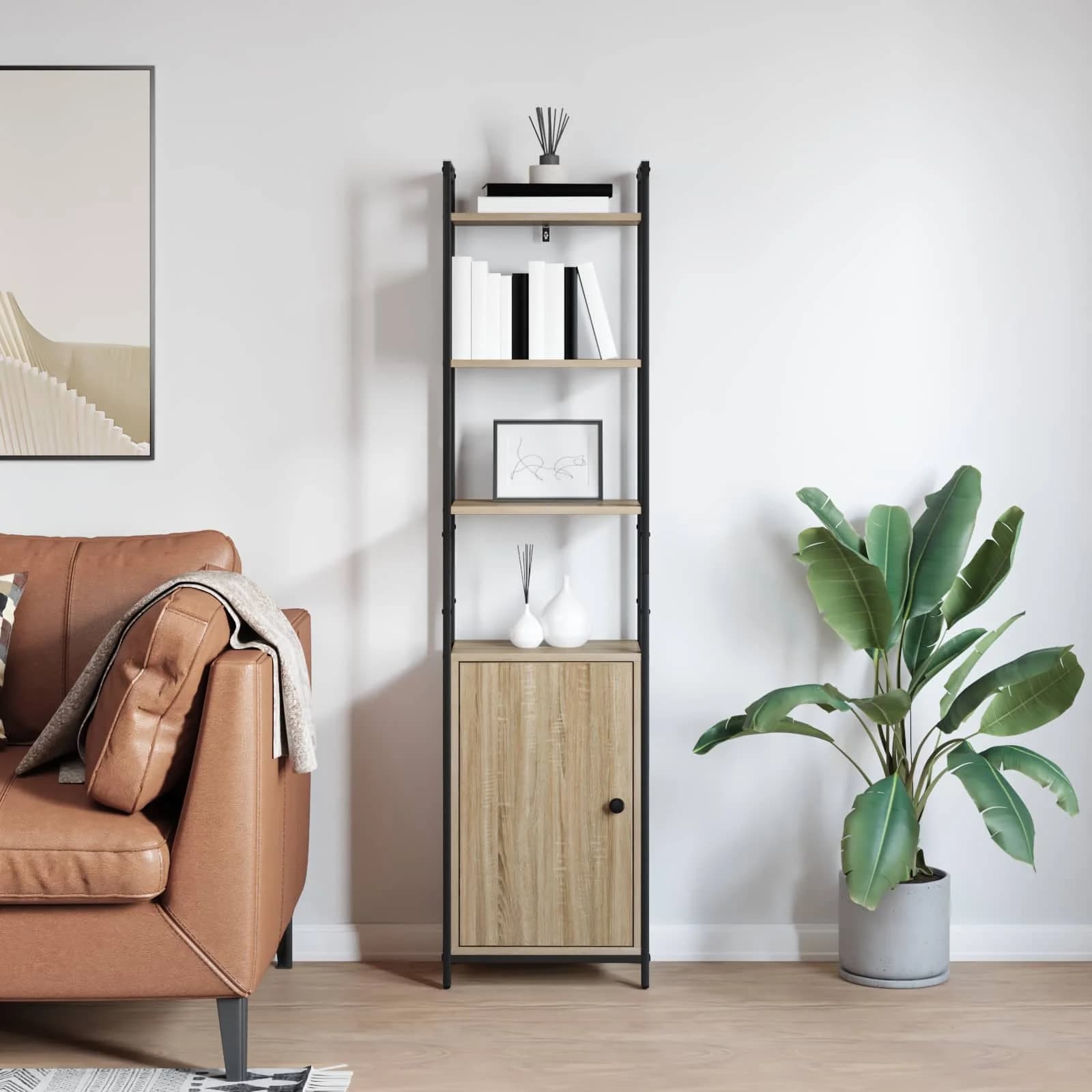 Knjigovni omar 6 nivojev 40 x 24 x 161 cm Inženirski les - slika 4
