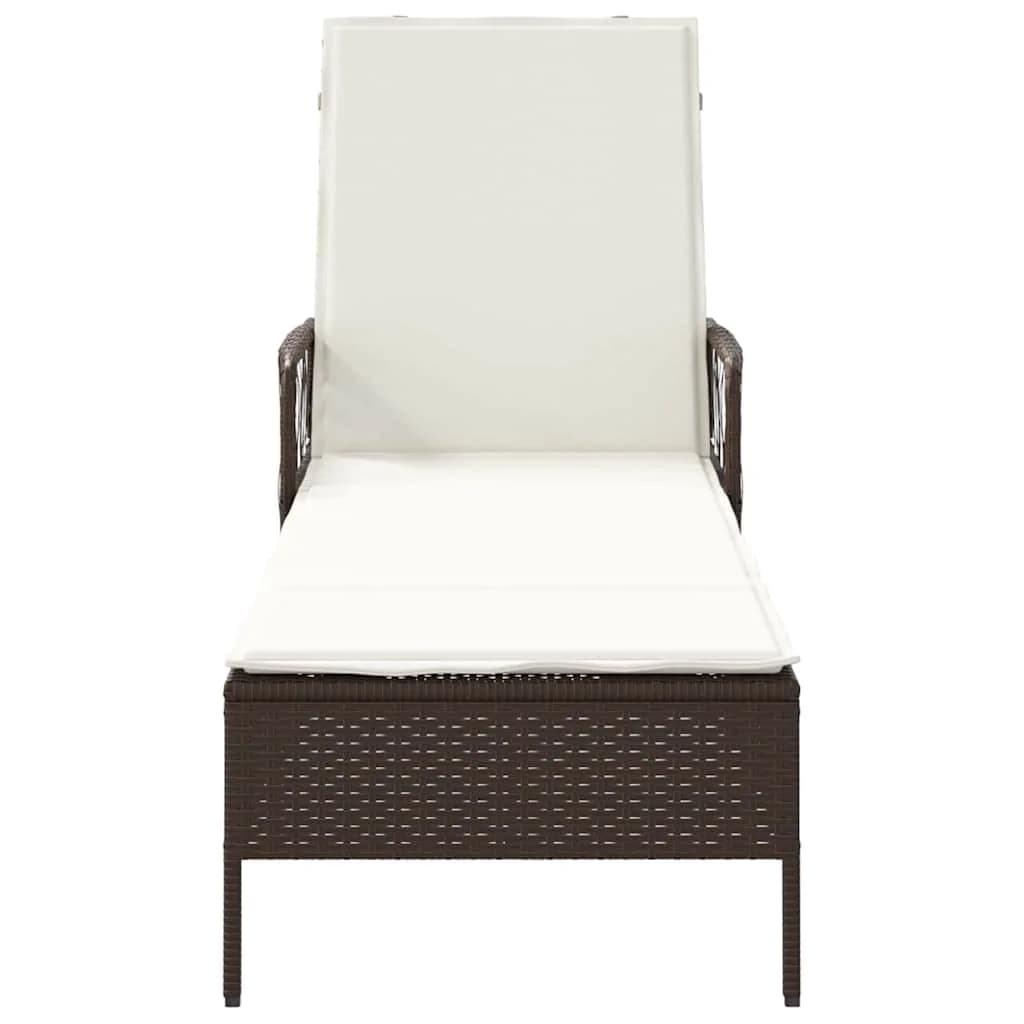 Ležalnik Rjava in krem bela 55 x 200 x 92 cm poli ratan - slika 6