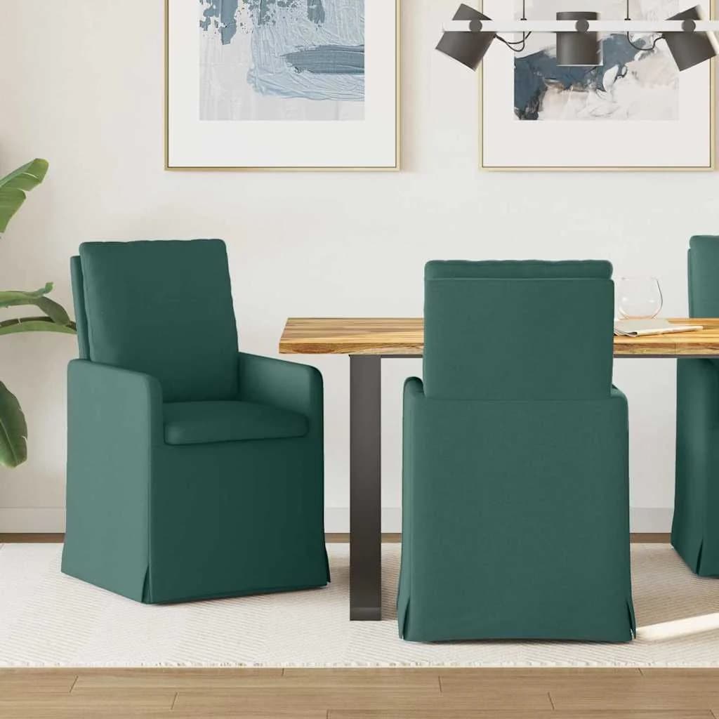 Jedilni stoli 2 kos blago Temno zelena 57 x 67 x 98 cm