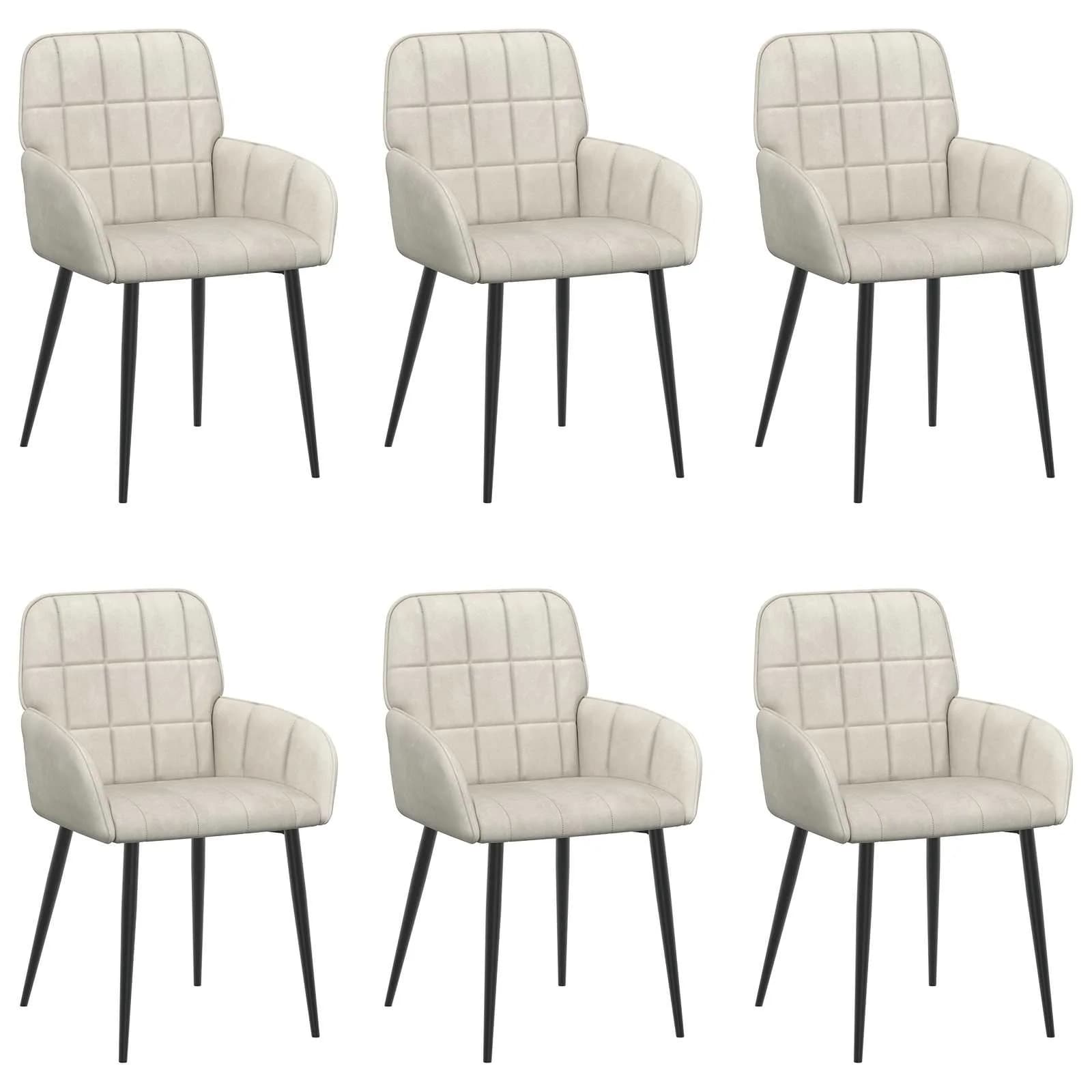 Jedilni stoli 6 kos Žamet Krem 57 x 50 x 85 cm - slika 2