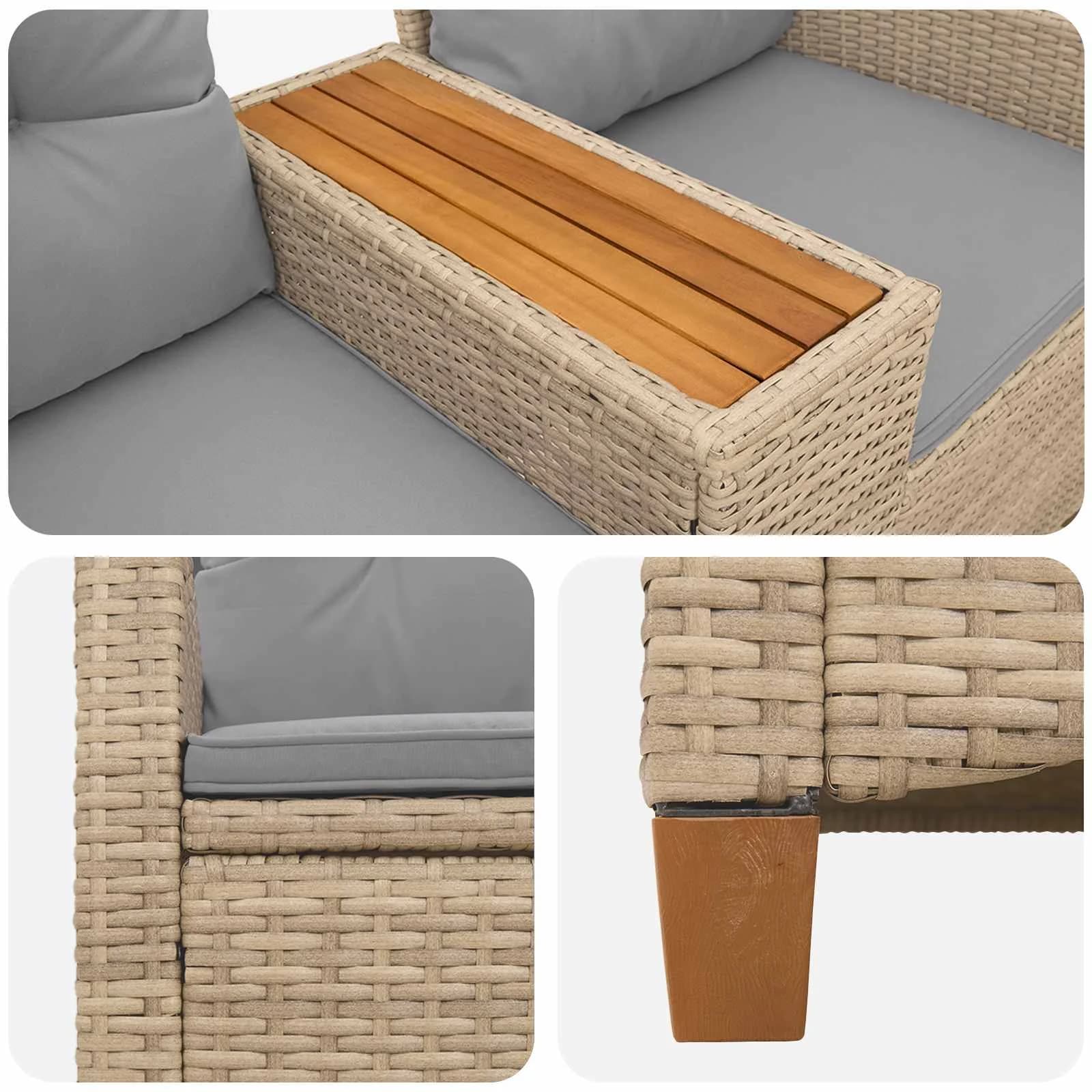 Zložljiva klop s tabelo Bež in svetlo siva 126 x 65 x 112 cm - slika 7
