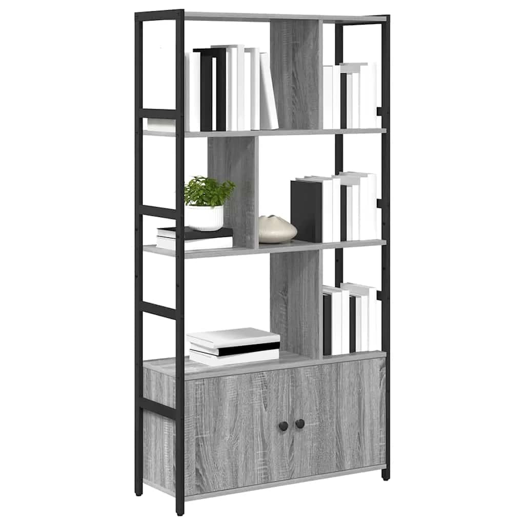 Knjižna polica 80 x 30 x 155,5 cm Inženirski les Siva sonoma - slika 3