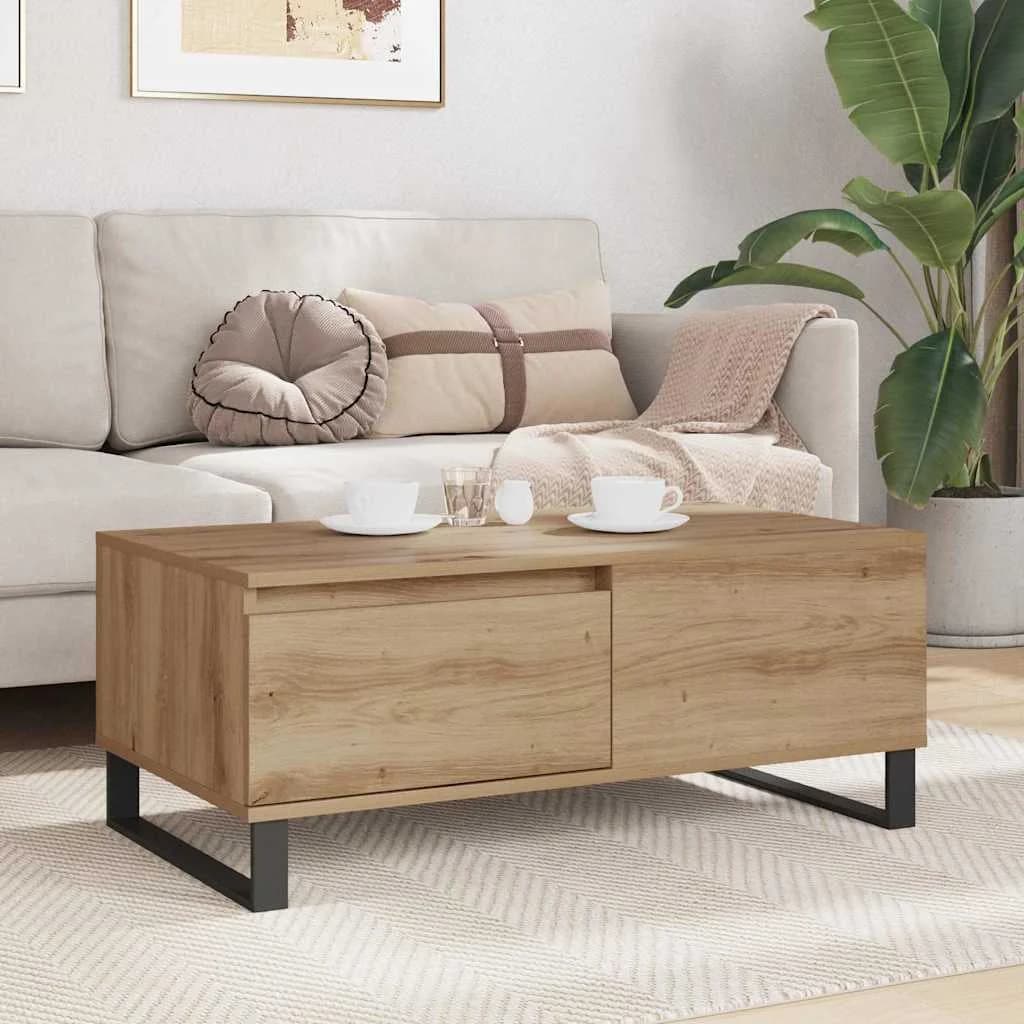 Klubska miza Umetni hrast 90 x 50 x 36,5 cm Inženirski les - slika 4