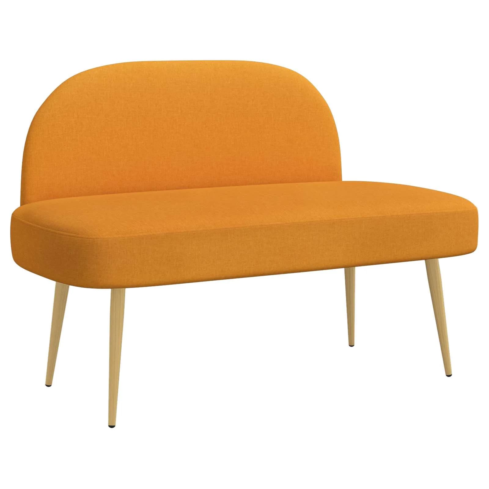 Oblazinjena klop z naslonom Temno rumena 110 x 60 x 76 cm - slika 2