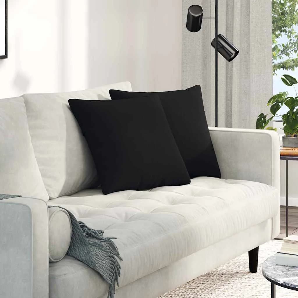 Blazine za kavč 2 pcs Črna 45 x 45 cm blago - slika 1