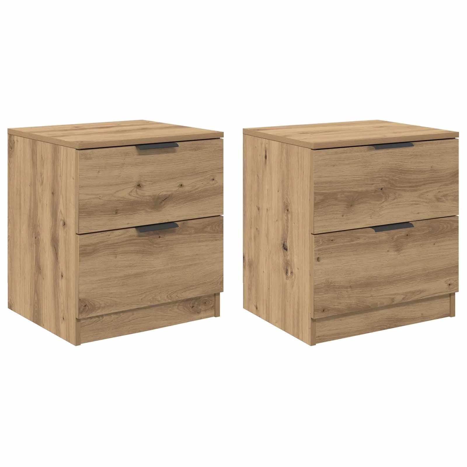 Nočna omarica 2 kos Umetni hrast 45 x 39 x 50cm Inženirski les - slika 2