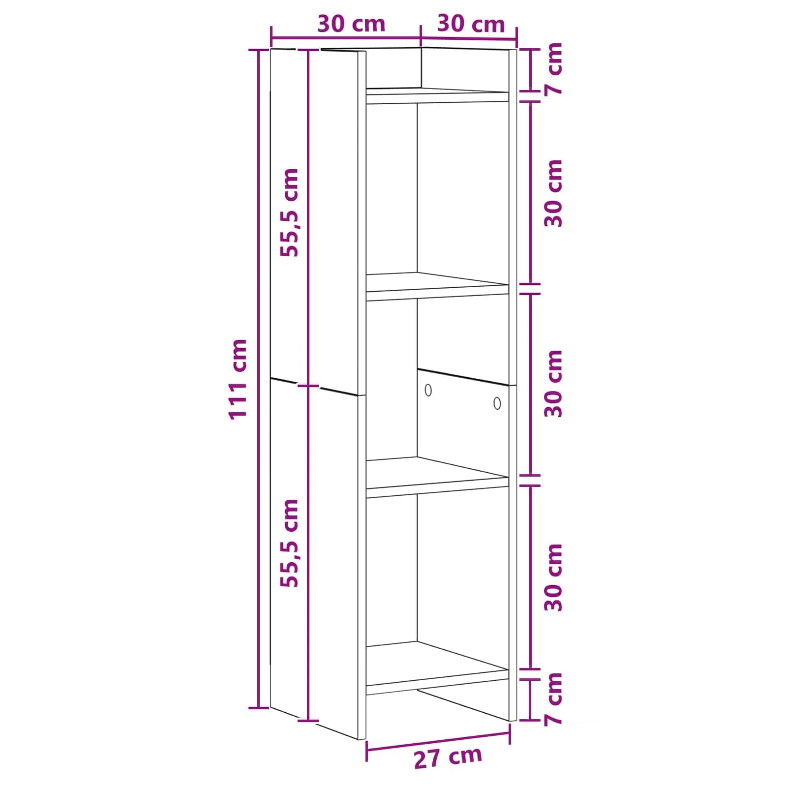 Knjižna omara Betonsko siva 30 x 30 x 111 cm Inženirski les - slika 8