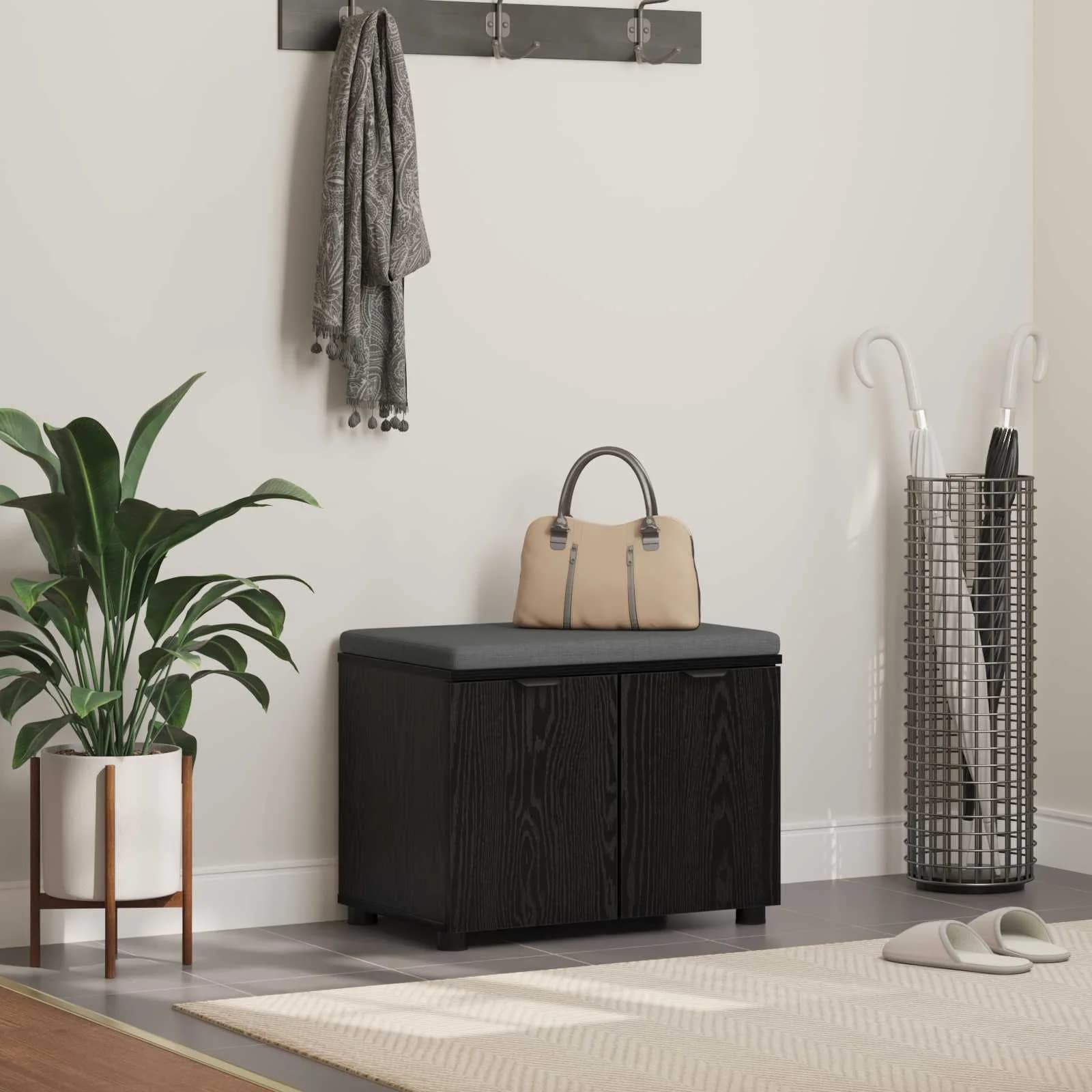Haldna klop Črni Hrast 60 x 38 x 46 cm Oblikovan Les in Tkanina