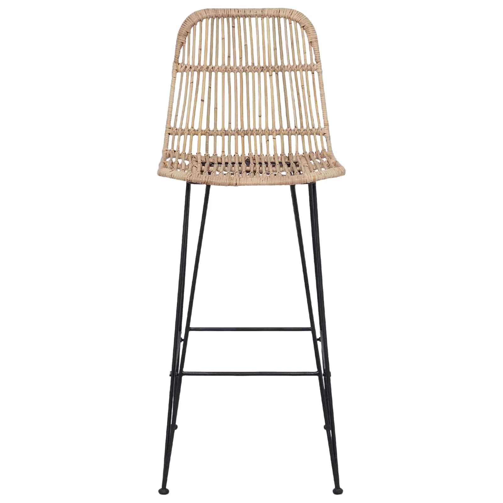 Barski stol 2 kos Naravna 44 x 55 x 109 cm Rattan in jeklo - slika 5