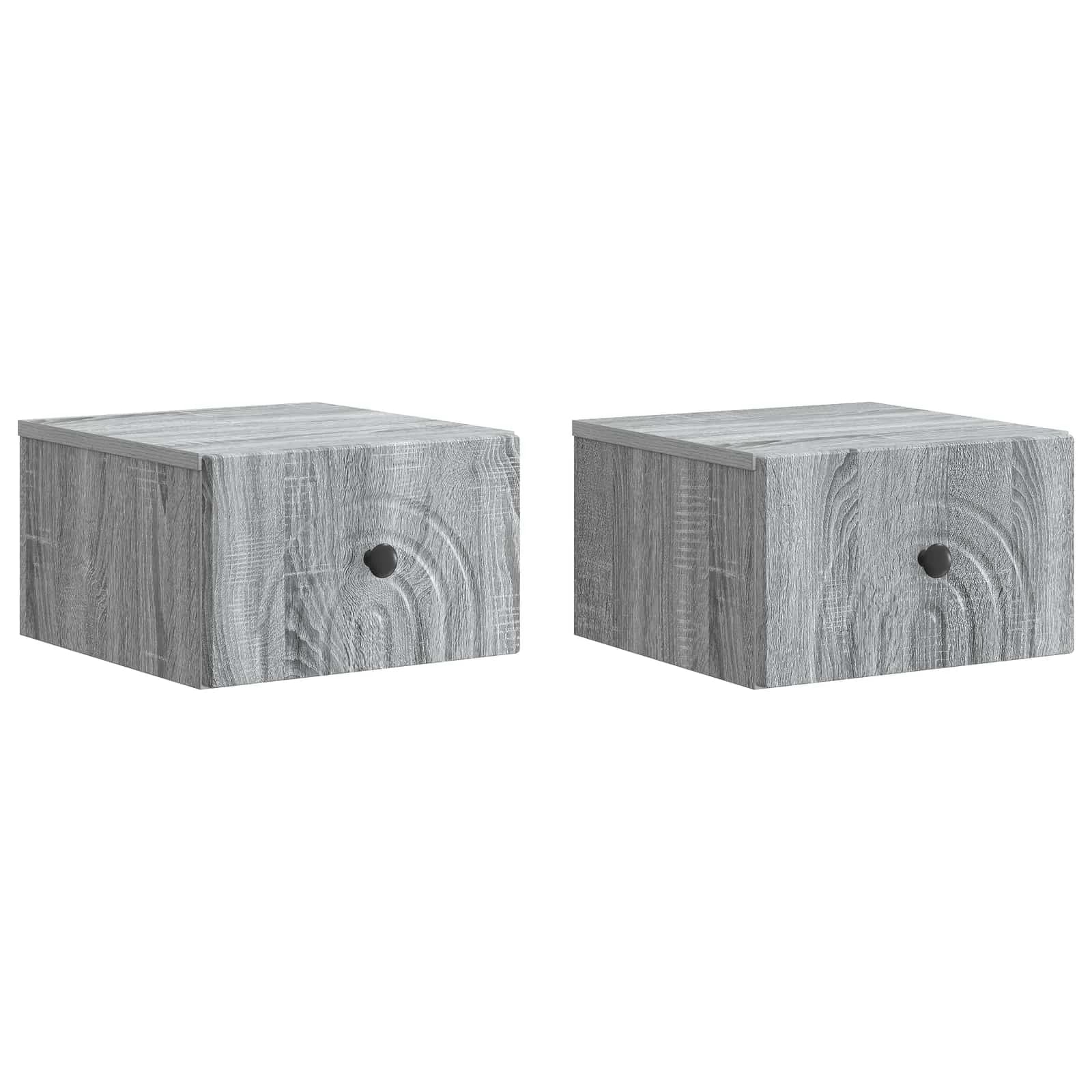 Stenski nočni omarici 2 kos Siva Sonoma 33 x 34,5 x 20 cm - slika 2