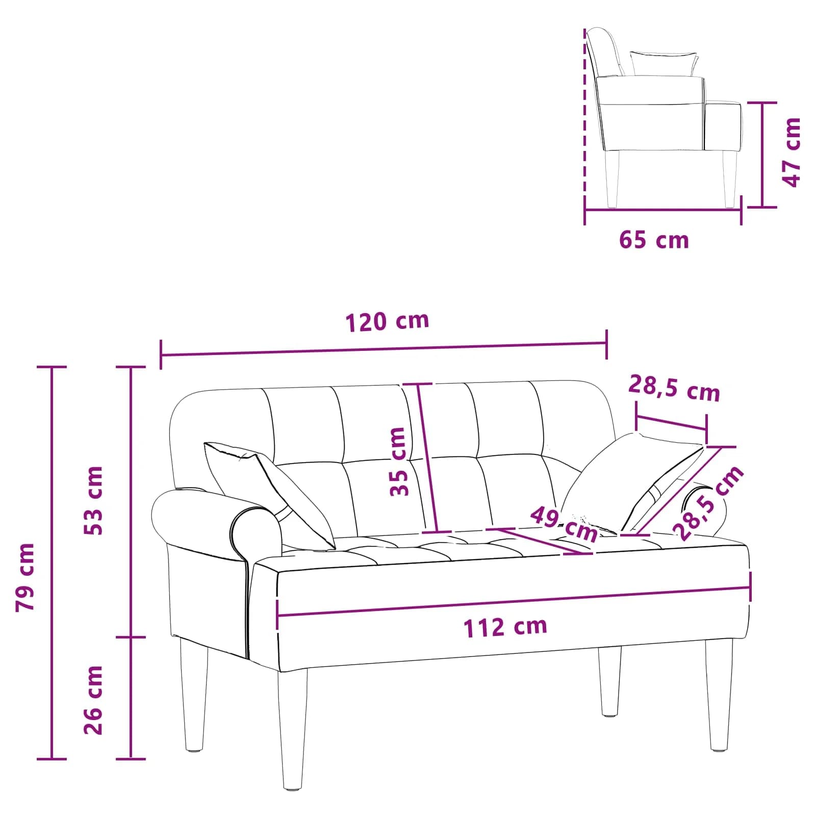 Dvojnica s gumbi Bela 120 x 65 x 79 cm Blago - slika 10