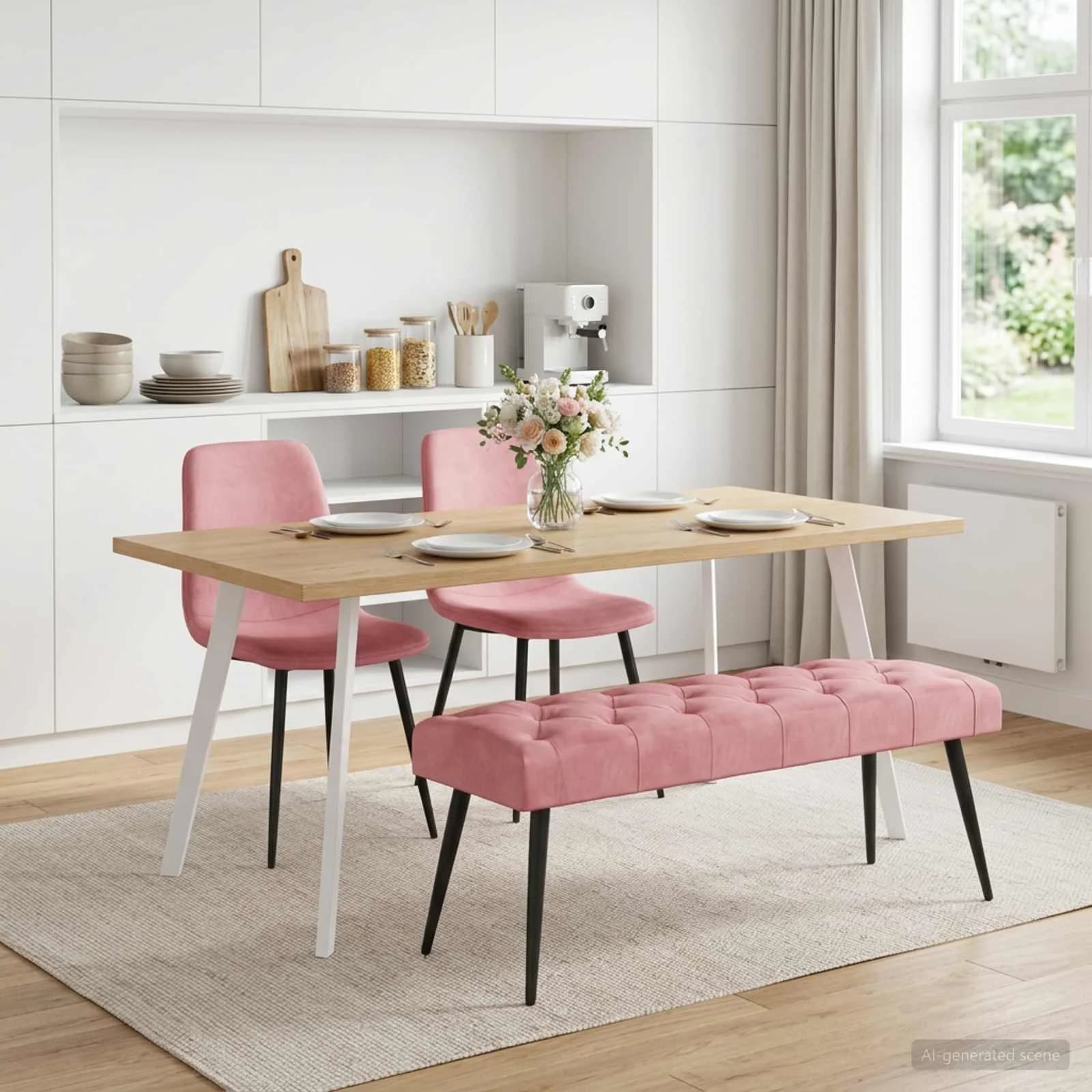 Klop s gumbnim oblazinjenjem Roza 110 x 40 x 46 cm Žamet - slika 4