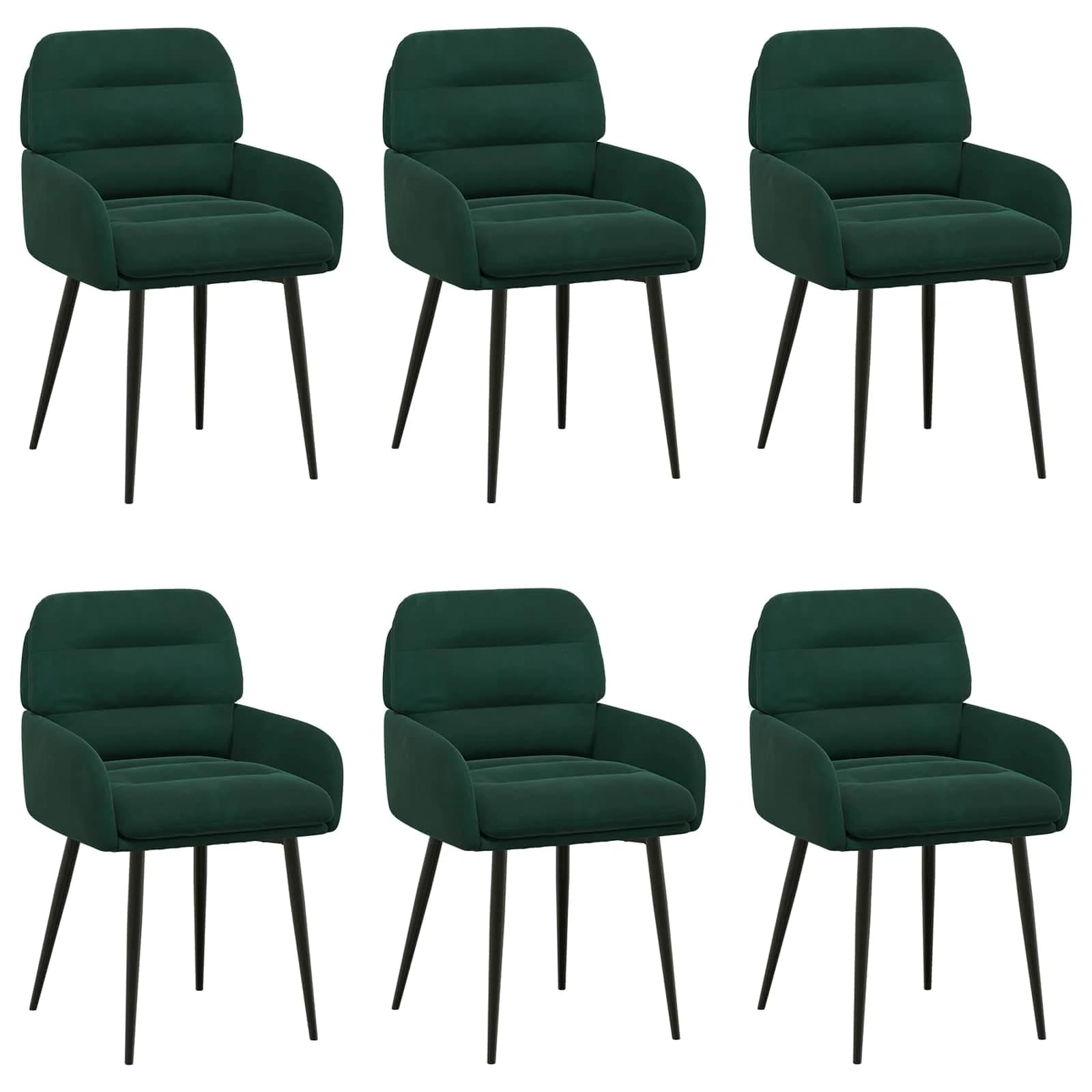 Jedilni stoli 6 kos Žamet Temno zelena 59 x 59,5 x 90 cm - slika 2