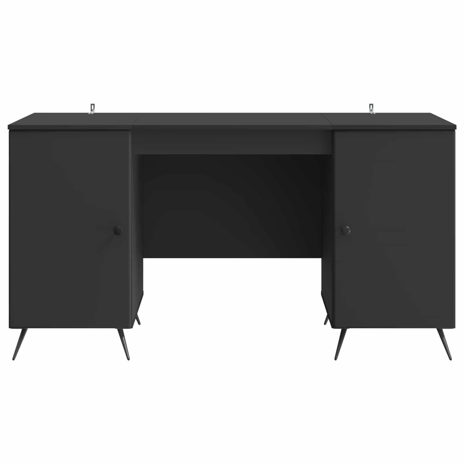 Miza s polico z vrati Črna 142,5 x 50 x 75 cm Inženirski les - slika 5