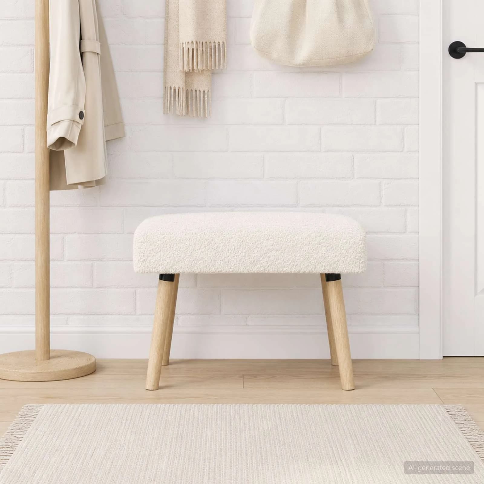klop Enobarvno Krem 60 x 40 x 45 cm Bouclé - slika 3