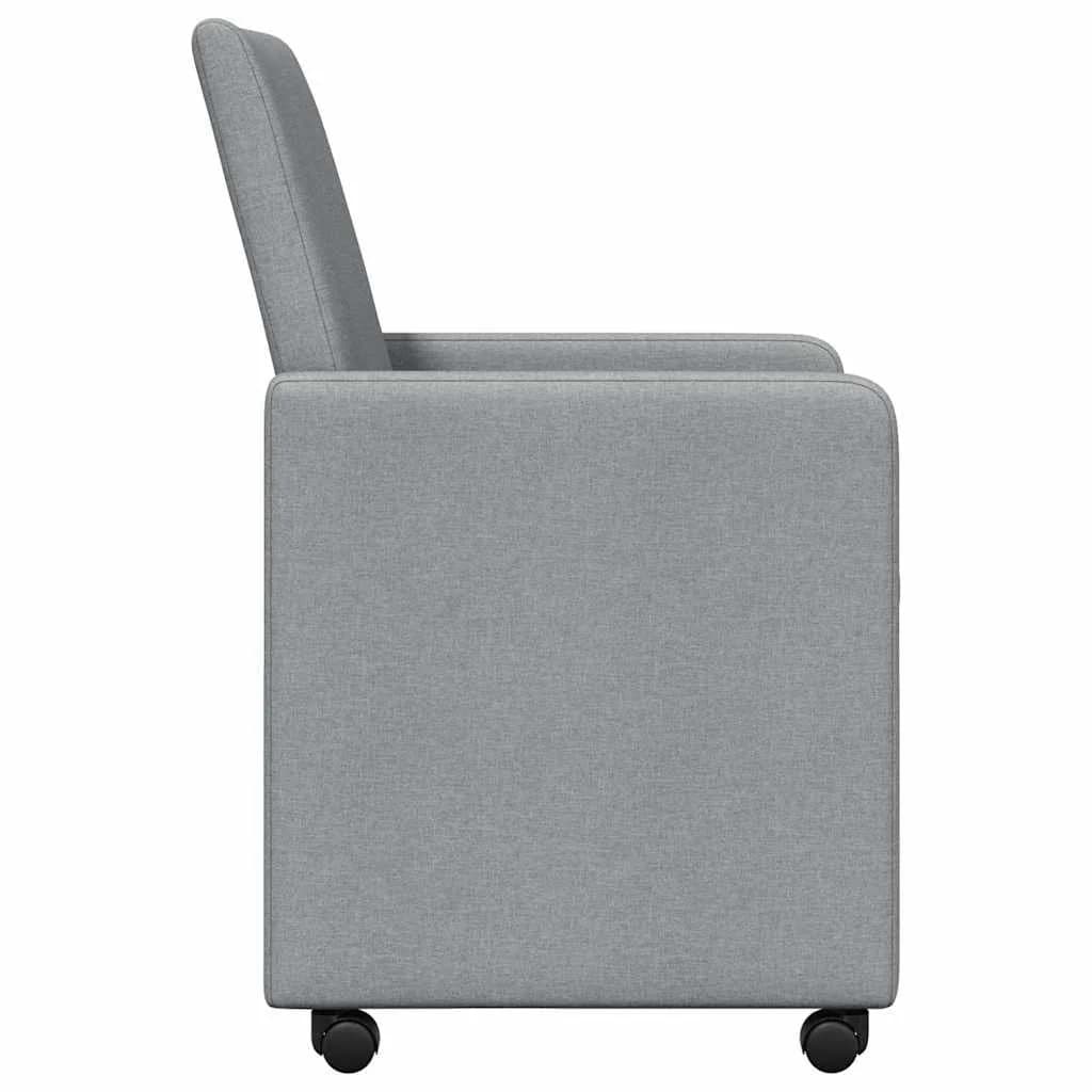 Jedilni stoli s kolesi 2 kos blago Svetlo siva 57 x 66 x 94 cm - slika 5