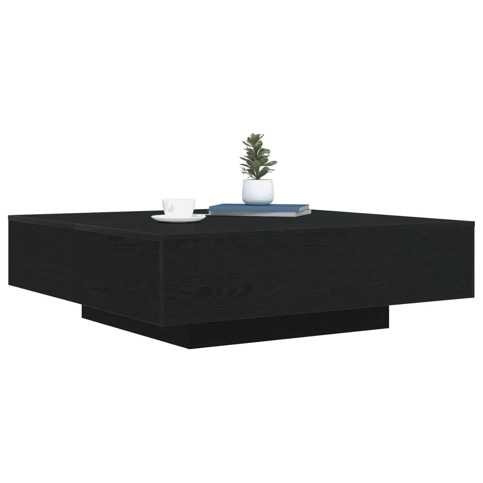 Kavna mizica z LED trakovi Črni hrast 100 x 100 x 31 cm - slika 3