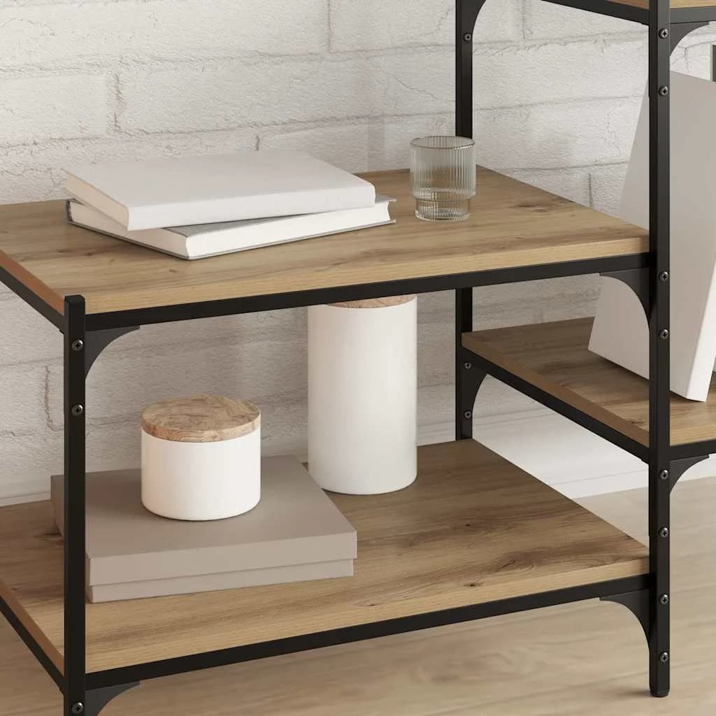 Polica za knjige 3 nivojev 4 kos 60 x 40 x 1,5 cm Rjava - slika 4