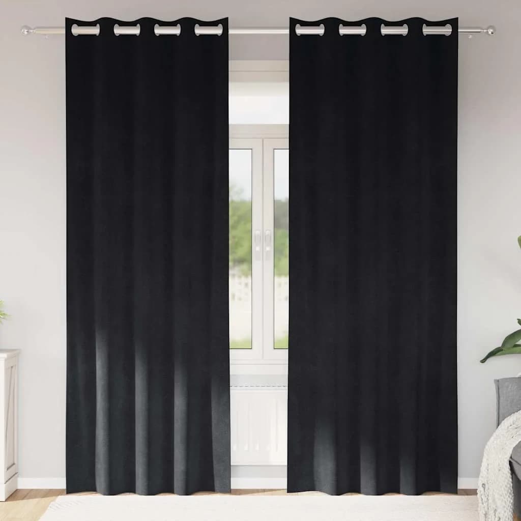 Zatemnitvene zavese 2 kos Črna 140 x 245 cm Žamet