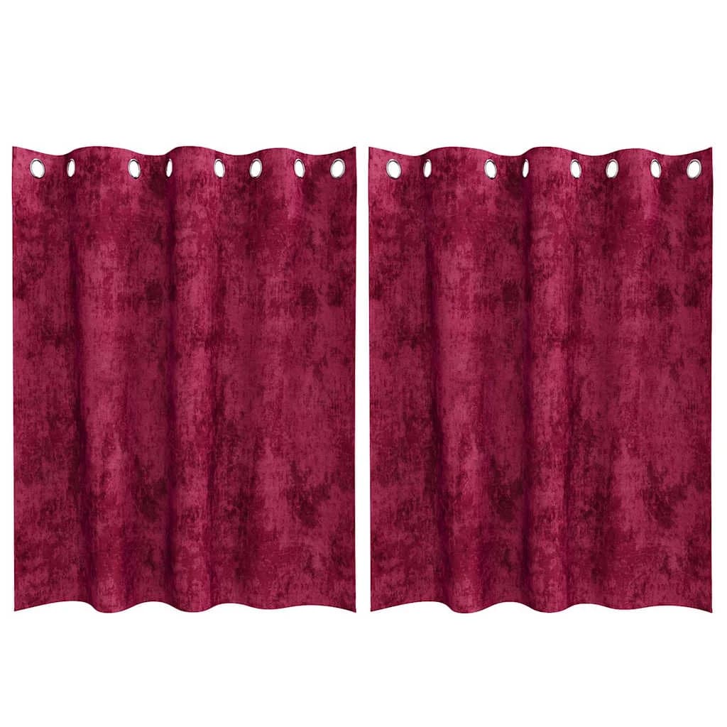 Velvete zavese 2 kos Vinorodna rdeča 140 x 140 cm Žamet - slika 2