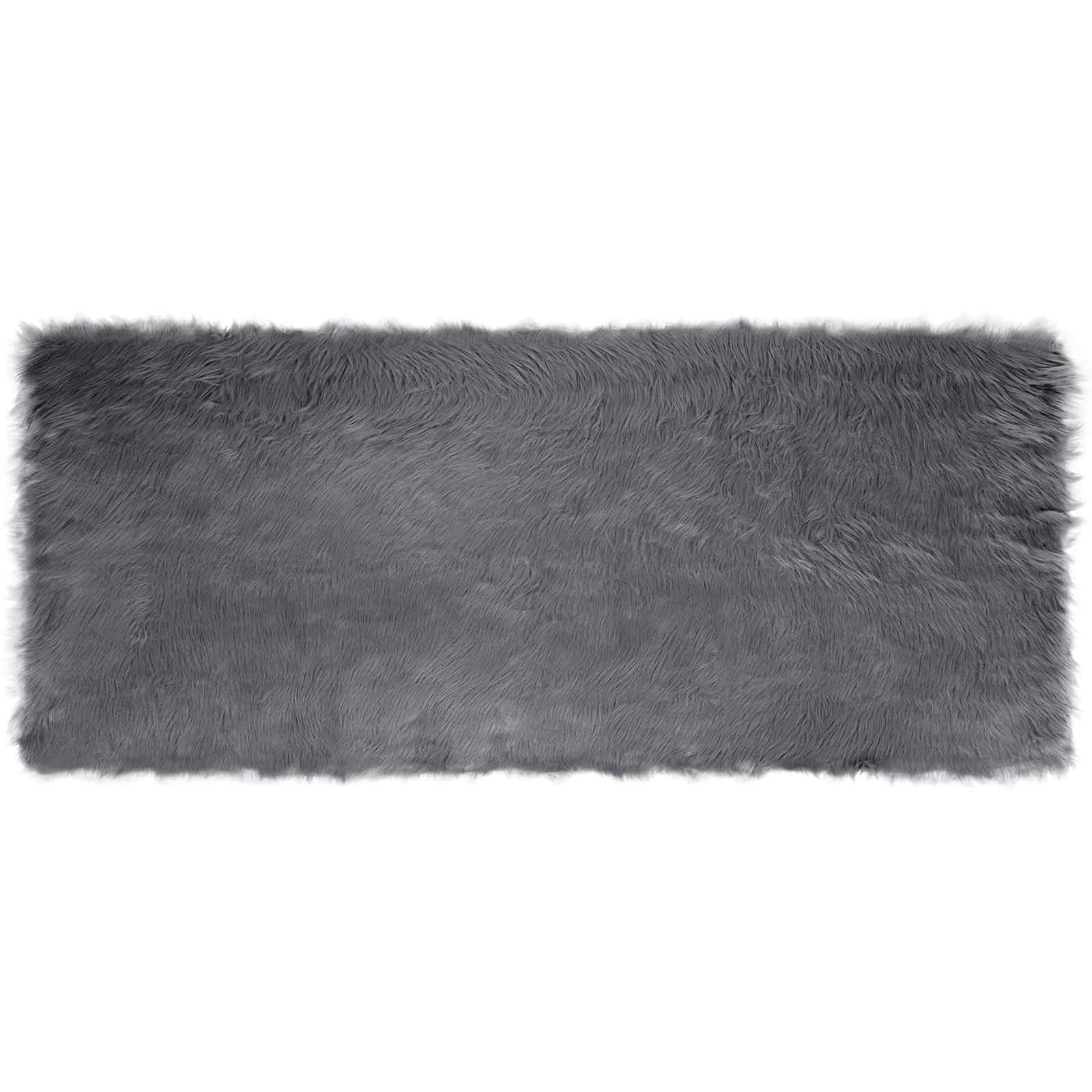 Preproga iz umetnega ovčjega krzna TAFALLA Antracit 80 x 200 cm - slika 2