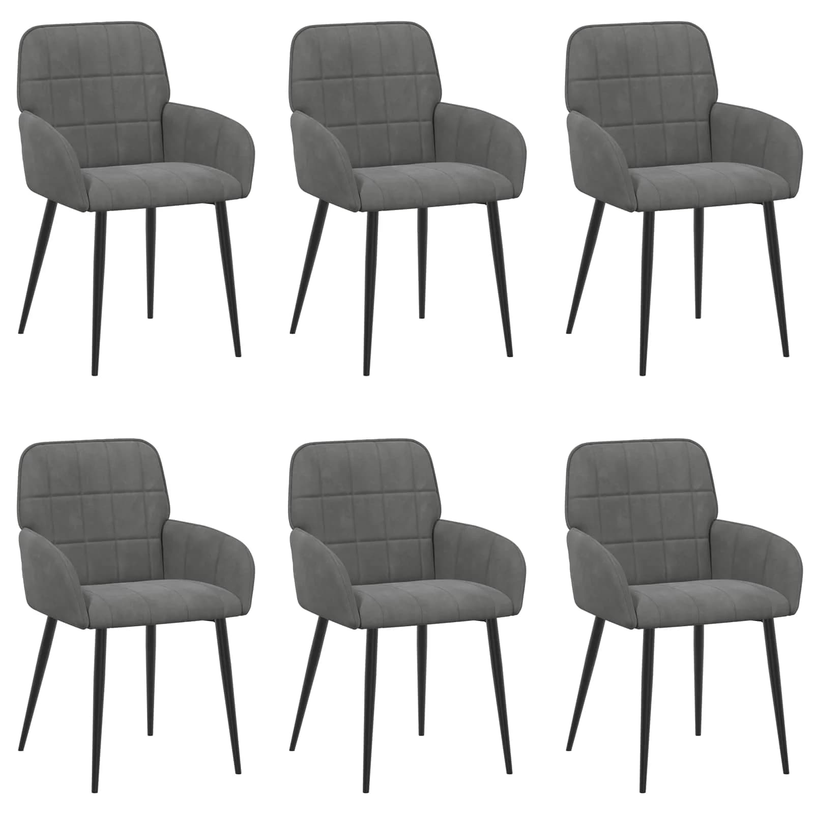 Jedilni stoli 6 kos Žamet Temno siva 57 x 50 x 85 cm - slika 2
