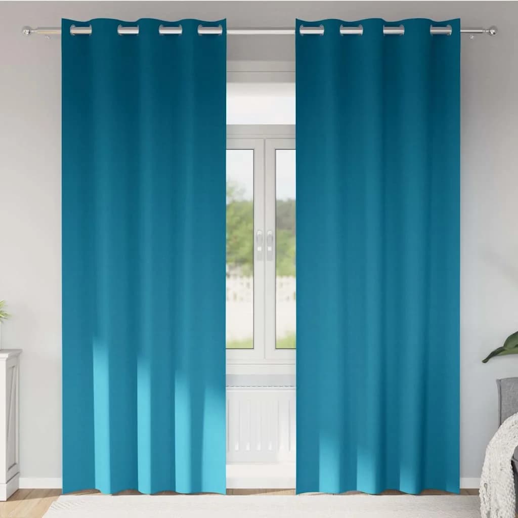 Zavese za zatemnitev z obroči 2 kos Turkizna 260 x 140 cm