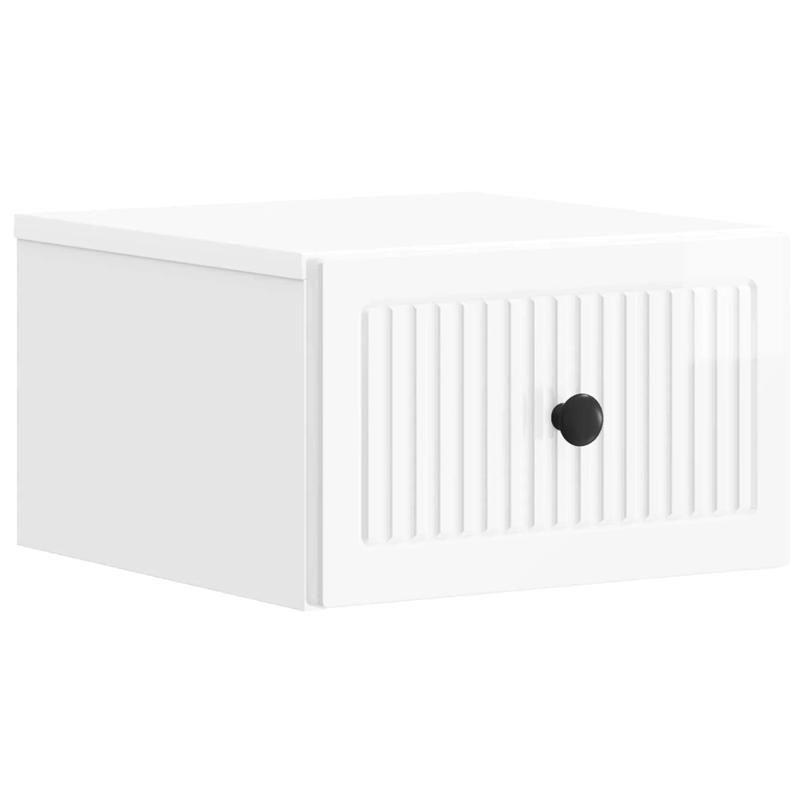 Stenski nočni omarici 2 kos Bela visok sijaj 33 x 34,5 x 20 cm - slika 5