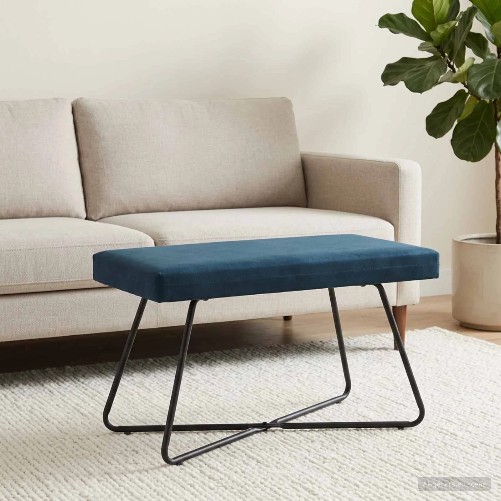 klop Modra 80 x 40 x 45 cm Žamet - slika 4