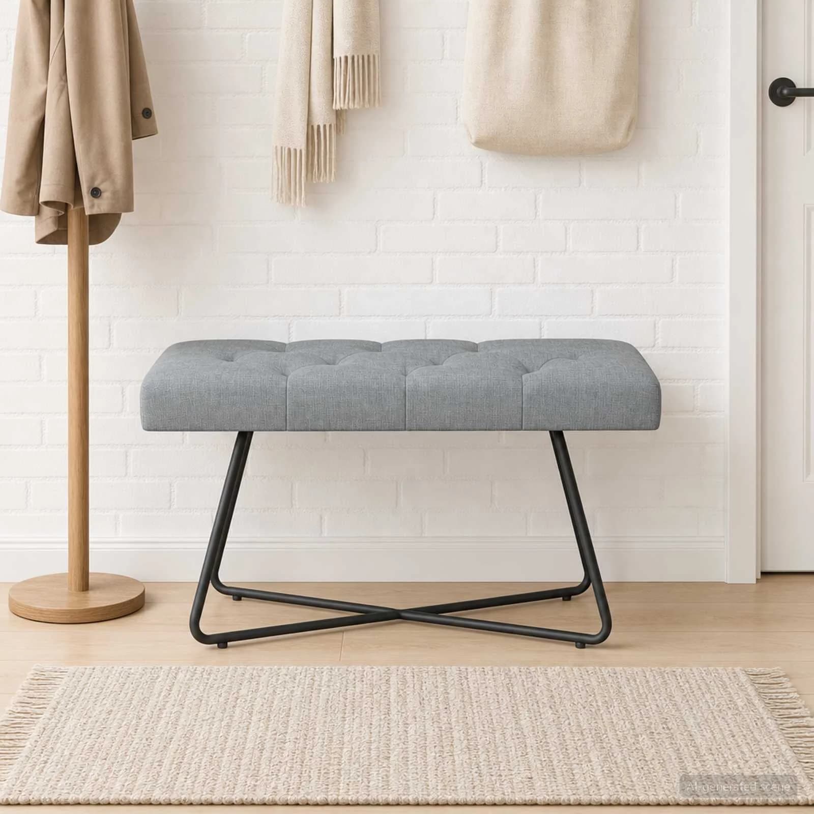 Klop s gumbnim oblazinjenjem Svetlo siva 80 x 40 x 46 cm Blago