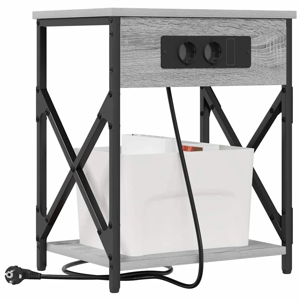 Nočna omarica 2 kos Siva Sonoma 41 x 31 x 51 cm Inženirski les - slika 3